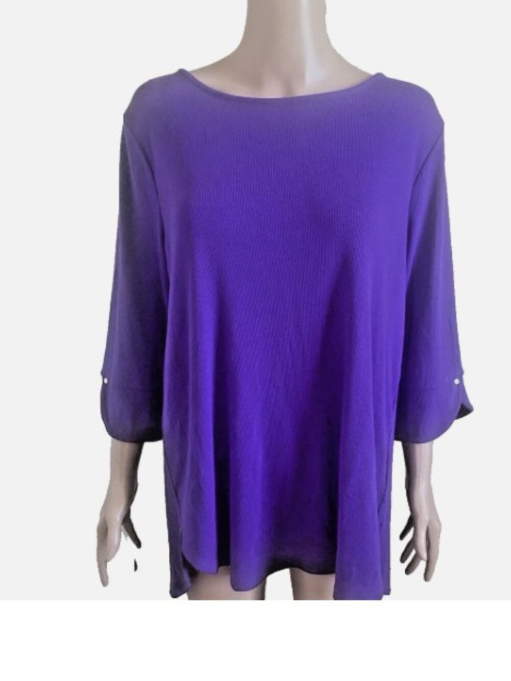 NWT LIZ CLAIBORNE Purple Knit 3/4 Sleeve Tunic Top with Stud Details XL